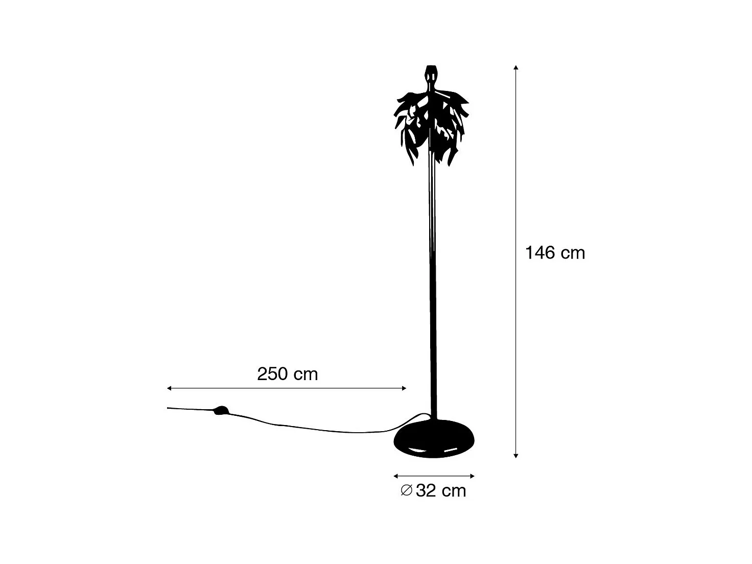 Lampadaire vintage or antique 32 cm sans abat-jour - Tilleul