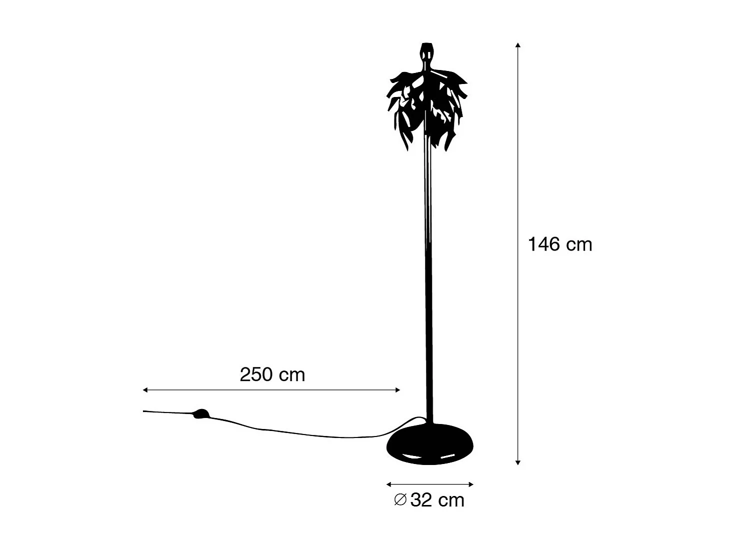Lampadaire vintage or antique 30 cm sans abat-jour - Linden
