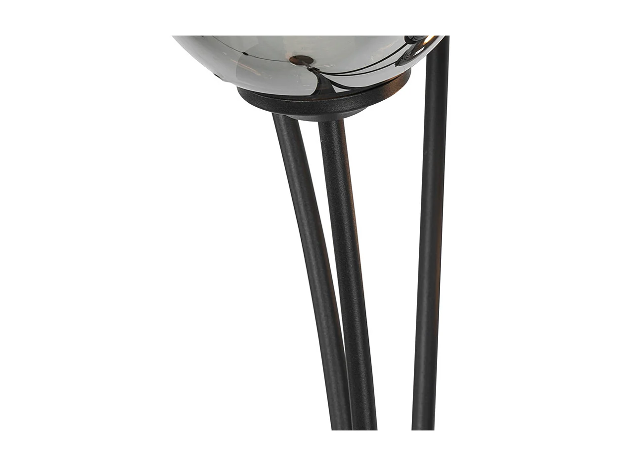 Lampadaire moderne noir 5 lumières avec verre fumé - Athènes