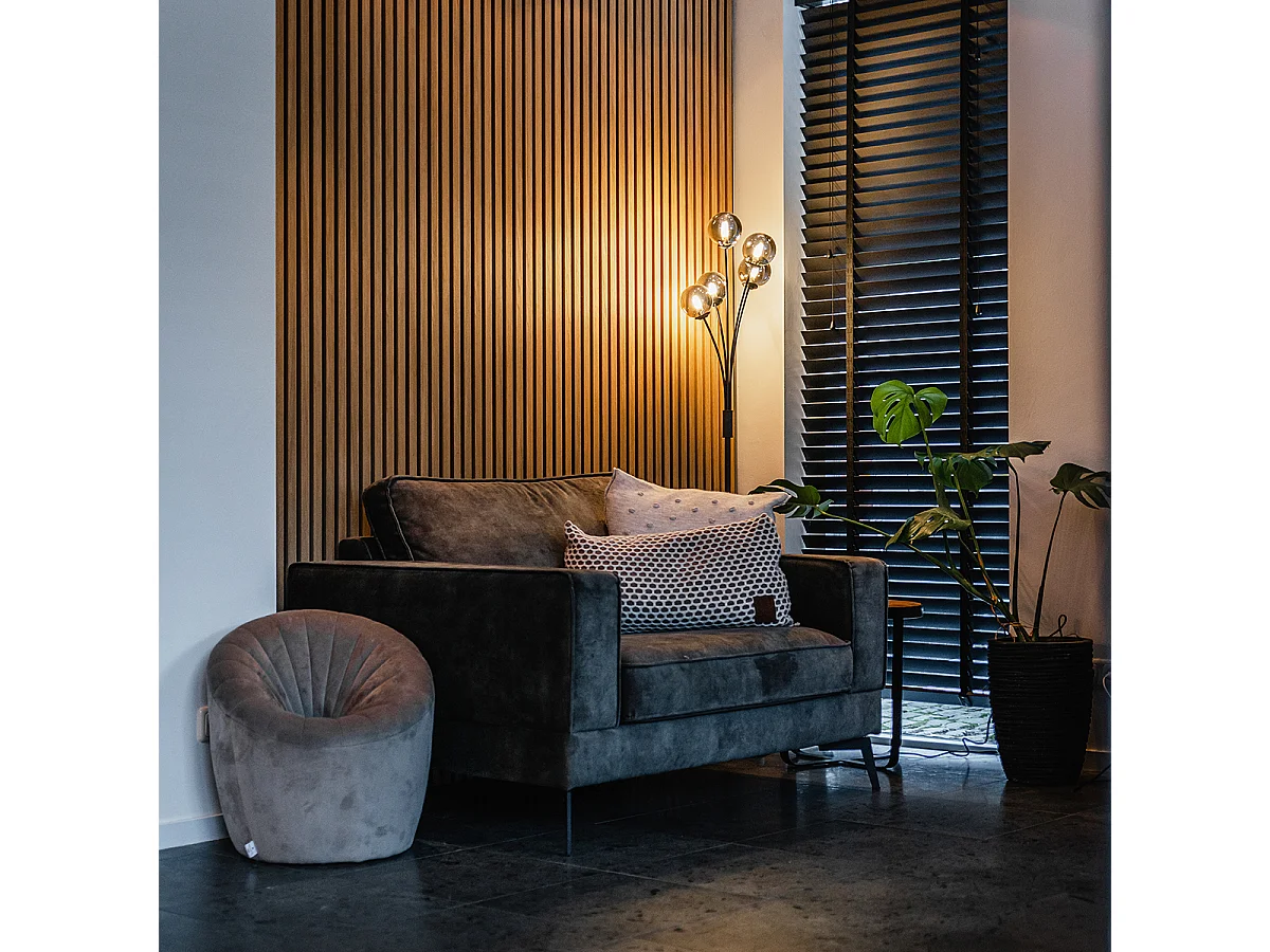 Lampadaire moderne noir 5 lumières avec verre fumé - Athènes