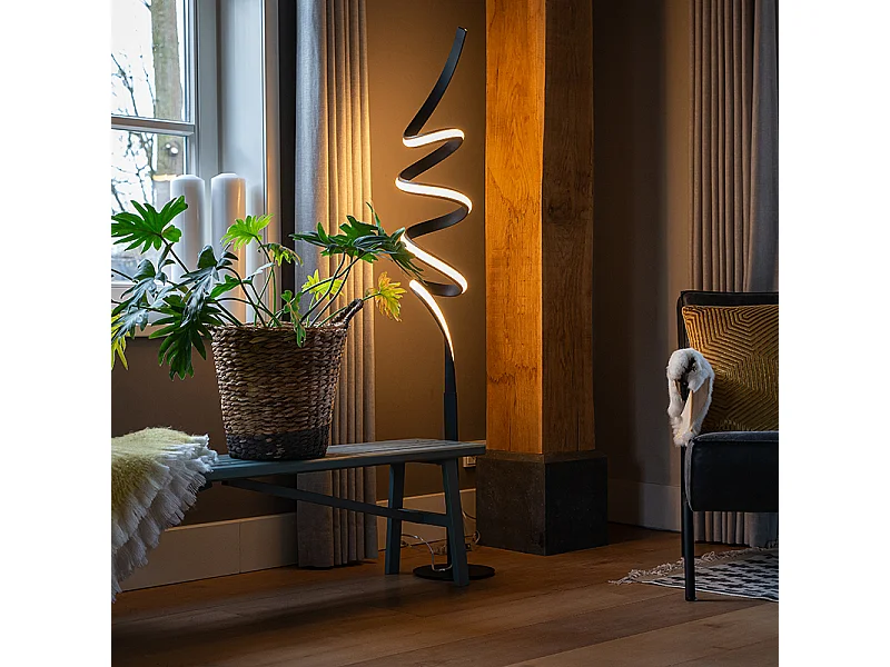 Lampadaire design noir avec LED et variateur - Twisted