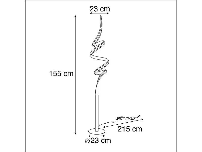 Lampadaire design noir avec LED et variateur - Twisted