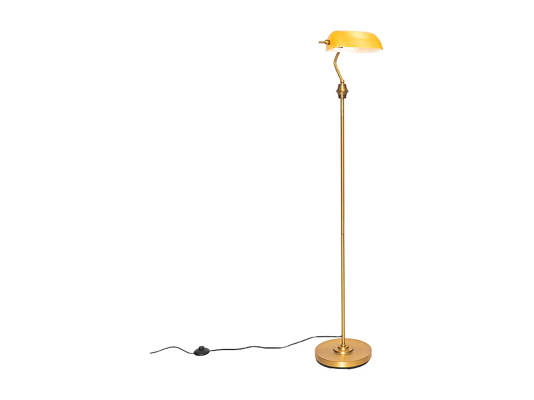 Lampadaire classique Banker bronze avec verre jaune - Banker