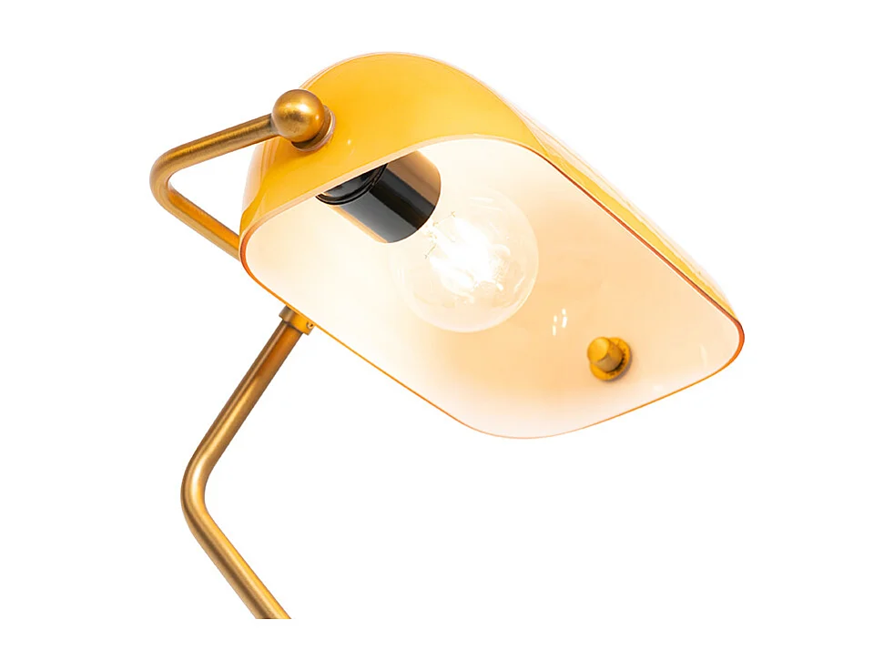 Lampadaire classique Banker bronze avec verre jaune - Banker