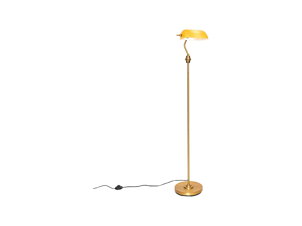 Lampadaire classique Banker bronze avec verre jaune - Banker
