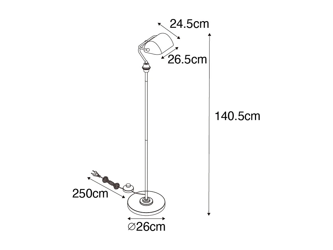 Lampadaire de notaire classique bronze avec verre ambré - Banker