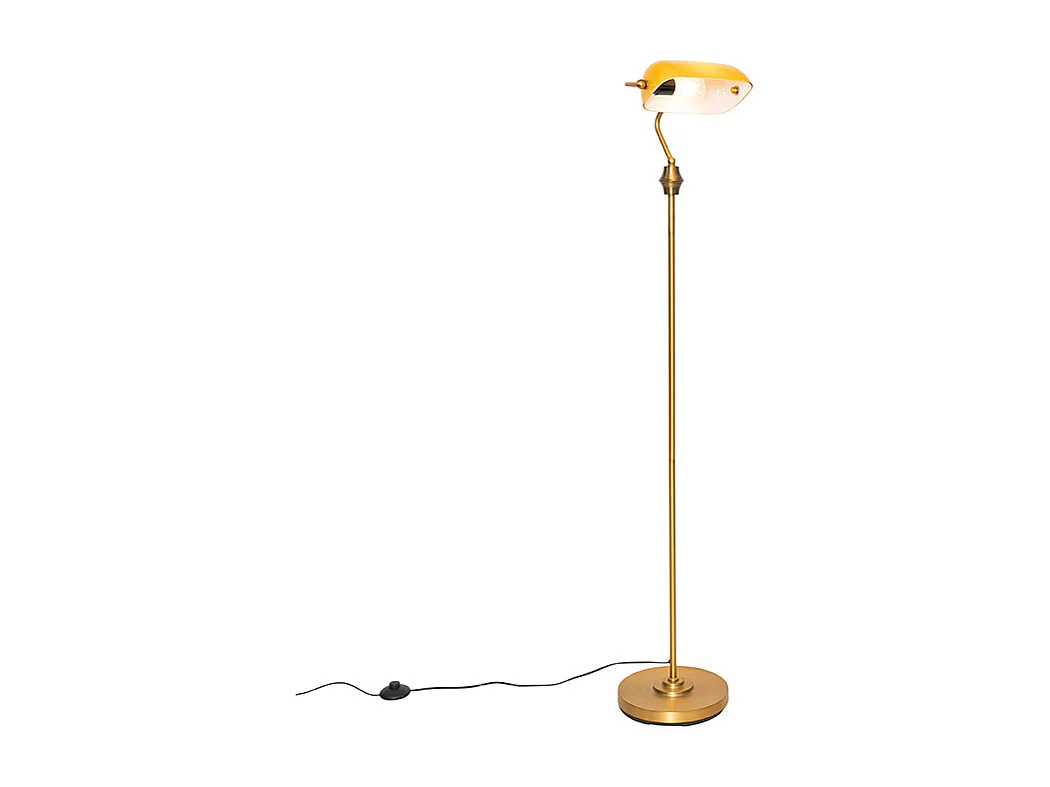 Lampadaire de notaire classique bronze avec verre ambré - Banker