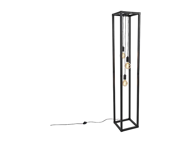 Lampadaire design noir 3 lumières - Cage