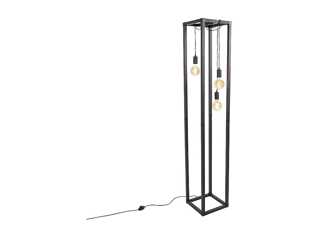 Lampadaire industriel noir 3 lumières - Big Cage