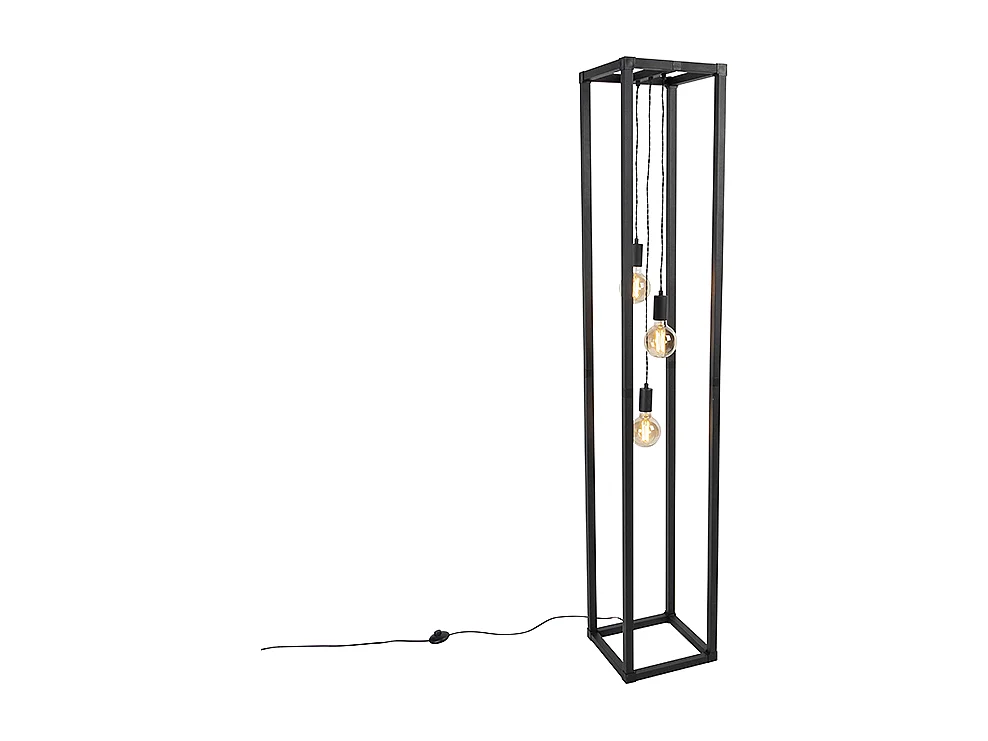 Lampadaire industriel noir 3 lumières - Big Cage