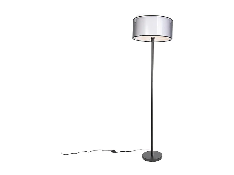 Lampadaire design noir avec abat-jour noir et blanc 47 cm - Simplo
