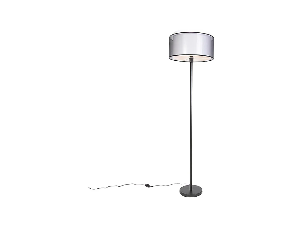 Lampadaire design noir avec abat-jour noir et blanc 47 cm - Simplo