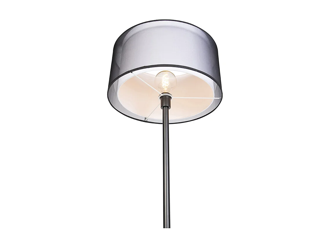 Lampadaire design noir avec abat-jour noir et blanc 47 cm - Simplo