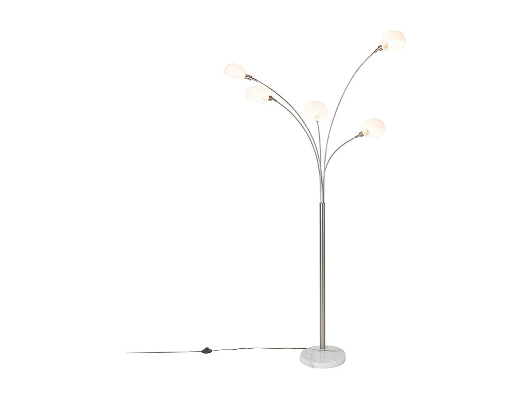 Lampadaire design en acier avec verre opale 5 lumières - Sixties Marmo