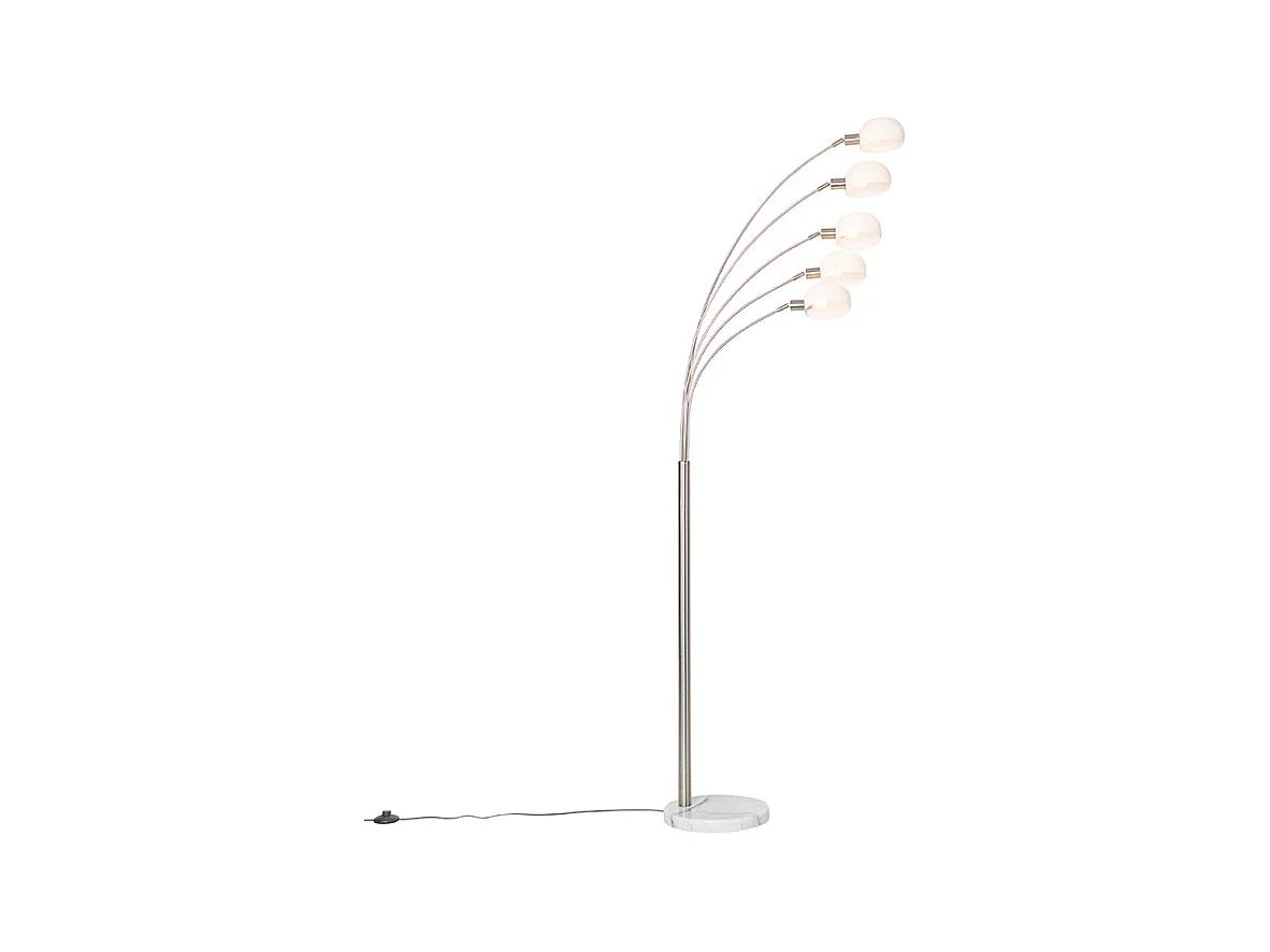 Lampadaire design en acier avec verre opale 5 lumières - Sixties Marmo