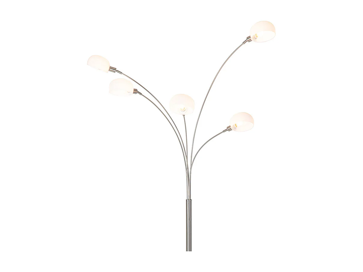 Lampadaire design en acier avec verre opale 5 lumières - Sixties Marmo