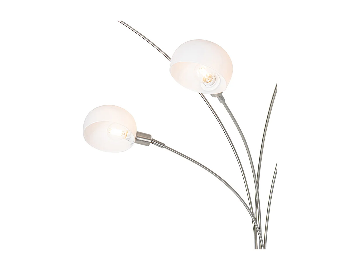 Lampadaire design en acier avec verre opale 5 lumières - Sixties Marmo