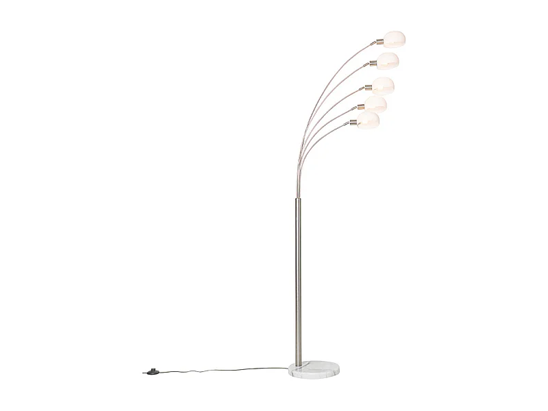 Lampadaire design en acier avec verre opale 5 lumières - Sixties Marmo