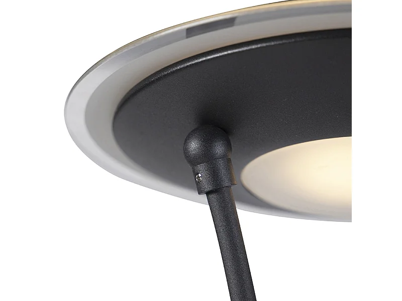 Lampadaire noir avec bras de lecture avec LED et port USB - Séville