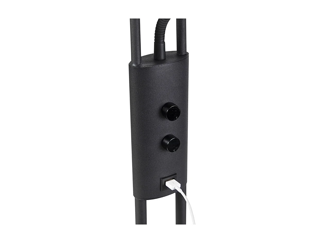 Lampadaire noir avec bras de lecture avec LED et port USB - Sevilla