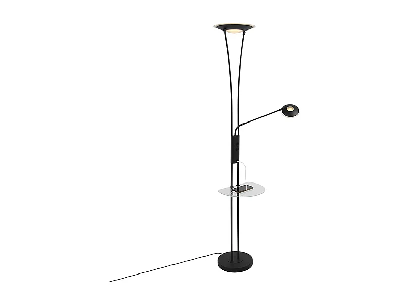 Lampadaire noir avec bras de lecture avec LED et port USB - Sevilla