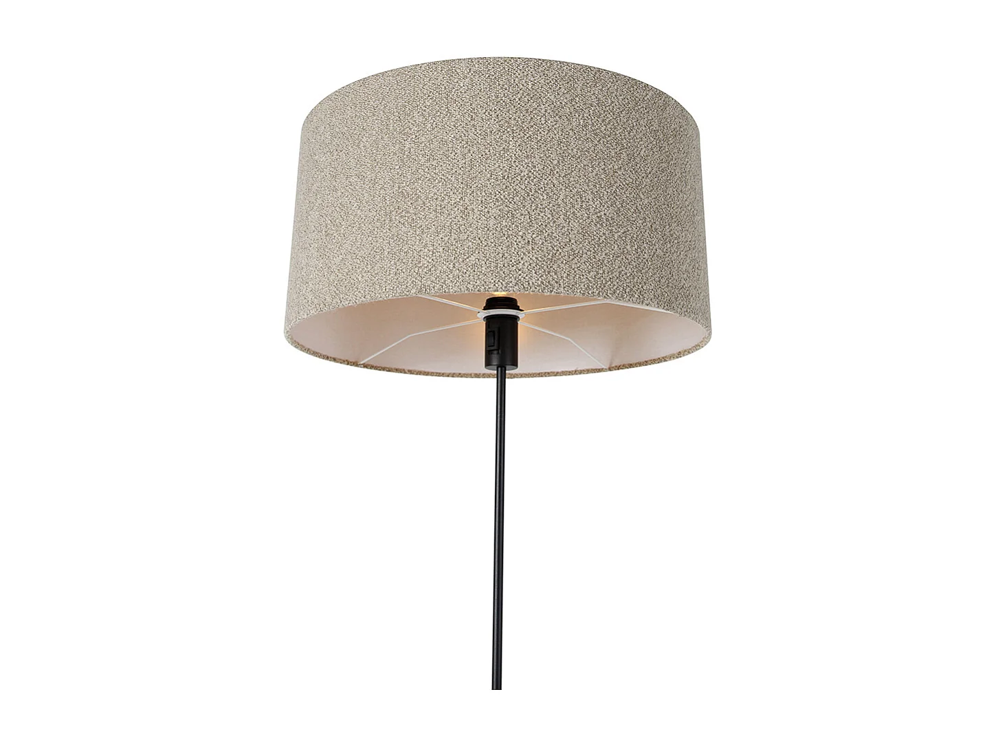 Lampadaire noir orientable avec abat-jour bouclé taupe 50 cm - Parte
