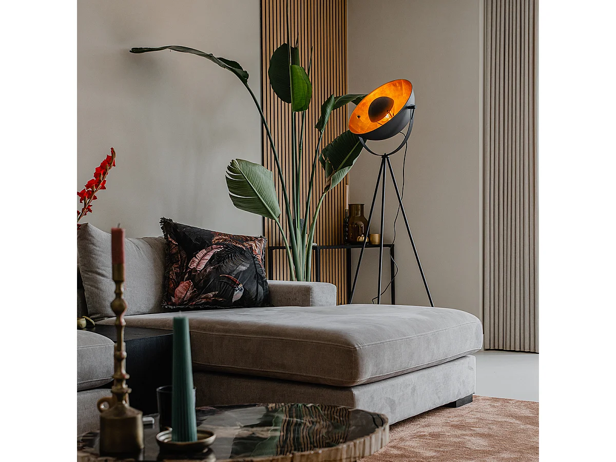 Lampadaire noir avec trépied orientable or 42 cm - Magnax