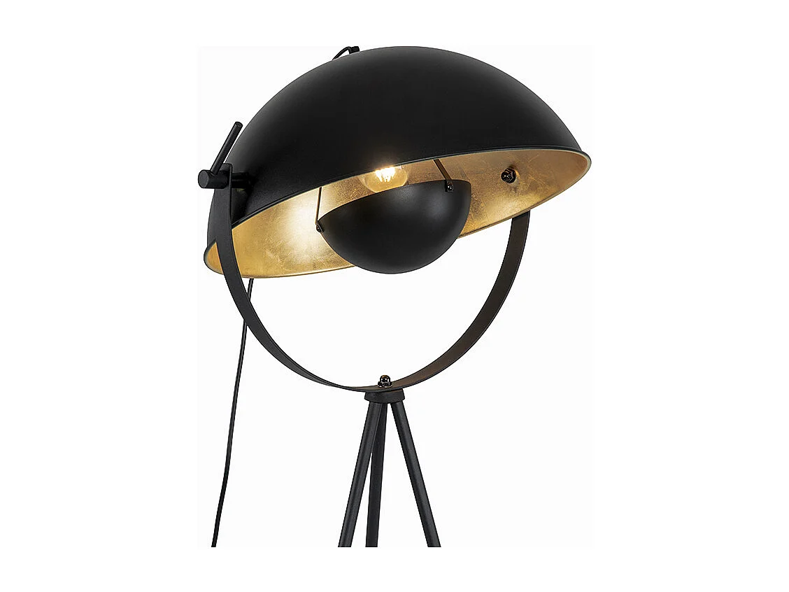 Lampadaire noir avec trépied orientable or 42 cm - Magnax