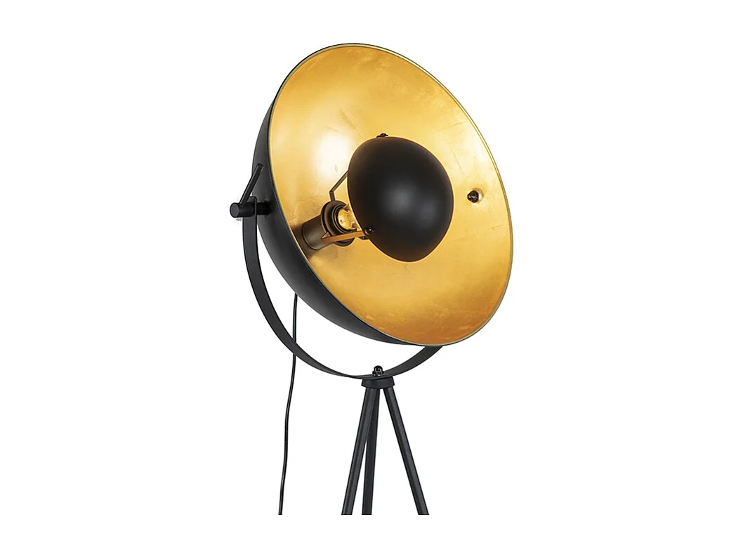 Lampadaire noir avec trépied orientable or 42 cm - Magnax