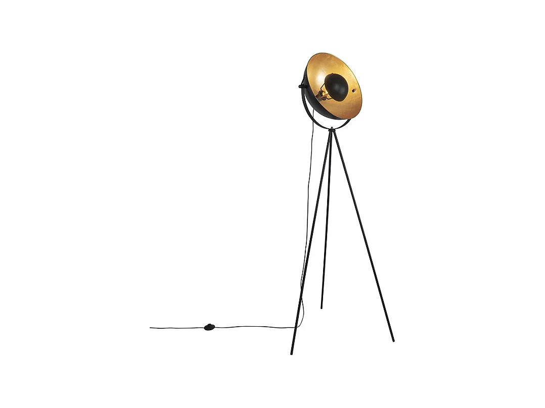Lampadaire noir avec trépied orientable or 42 cm - Magnax