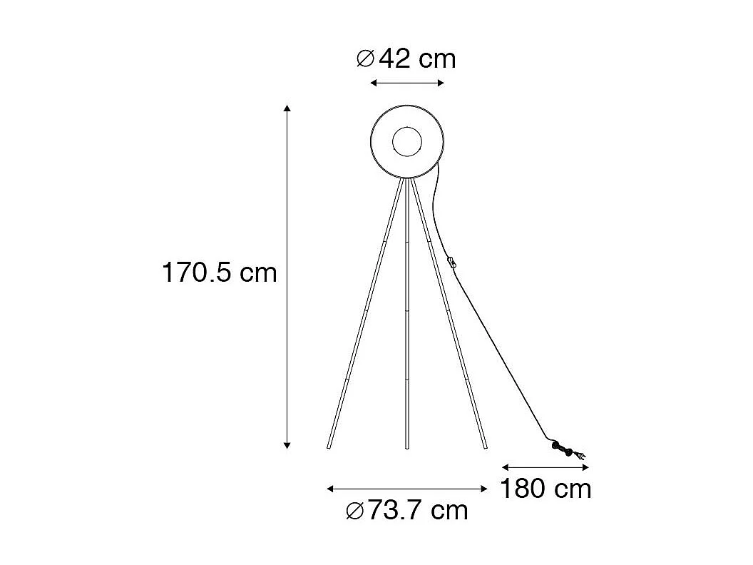 Lampadaire noir avec or 42 cm trépied réglable - Magnax