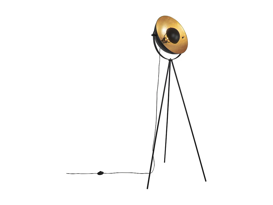 Lampadaire noir avec or 42 cm trépied réglable - Magnax