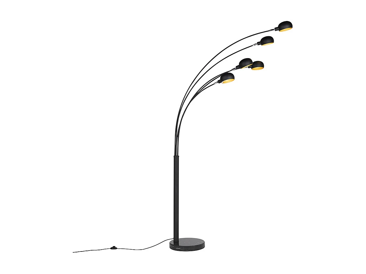 Lampadaire design noir 5 lumières - Sixties Marmo
