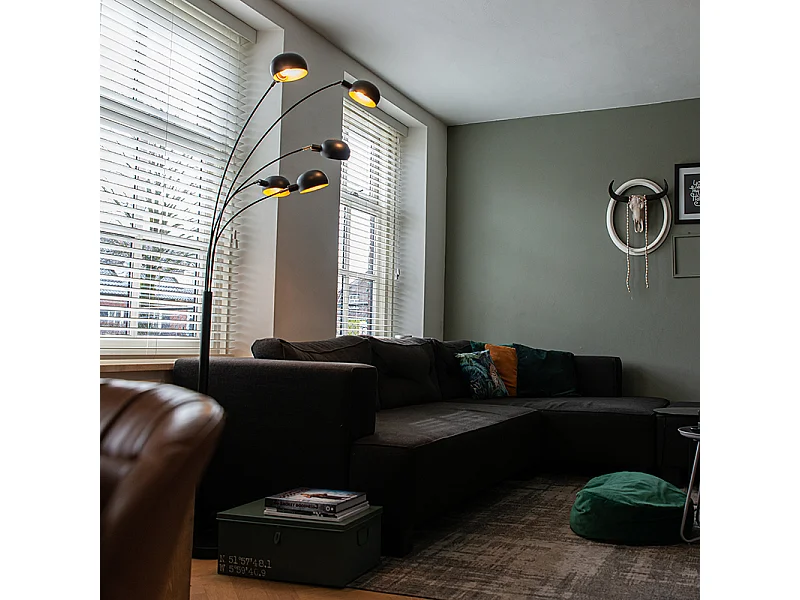 Lampadaire design noir 5 lumières - Sixties Marmo