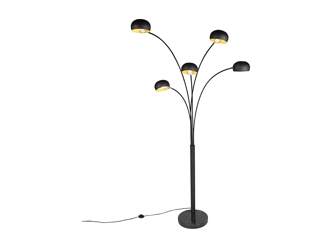 Lampadaire design noir 5 lumières - Sixties Marmo
