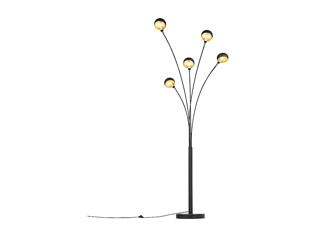 Lampadaire design noir 5 lumières - Sixties Marmo