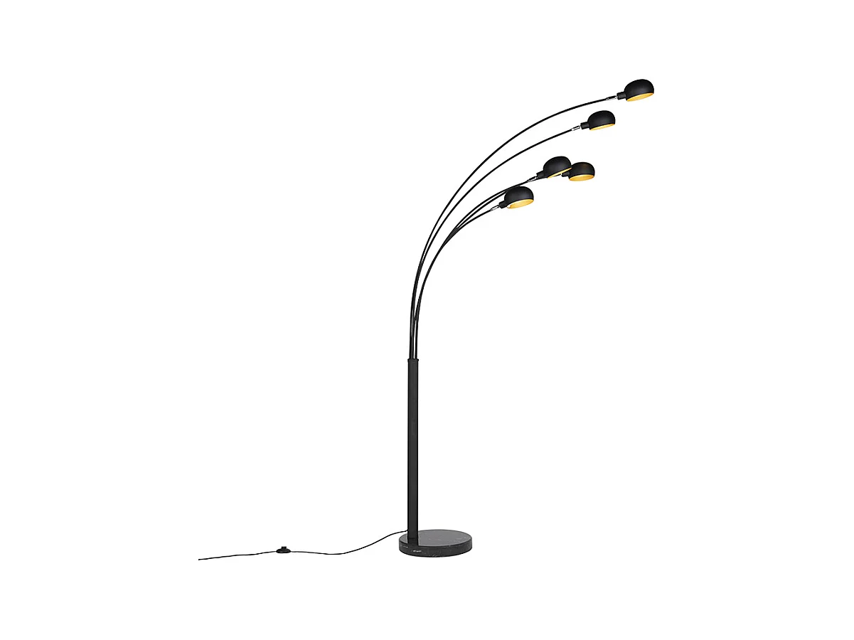 Lampadaire design noir 5 lumières - Sixties Marmo