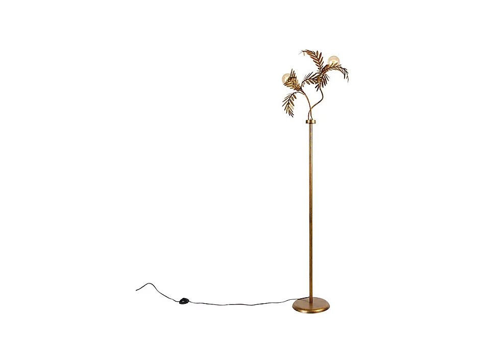Lampadaire vintage doré à 2 lumières - Botanica
