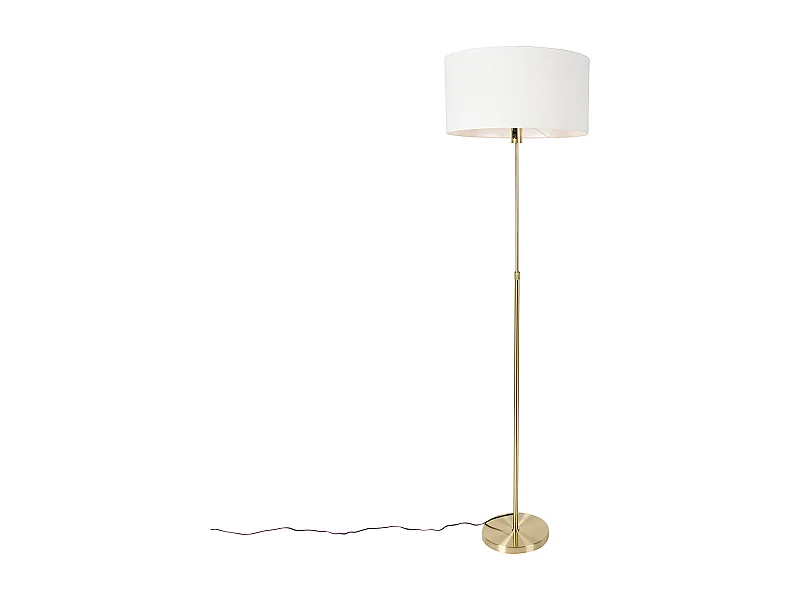 Lampadaire orientable doré avec abat-jour blanc 50 cm - Parte
