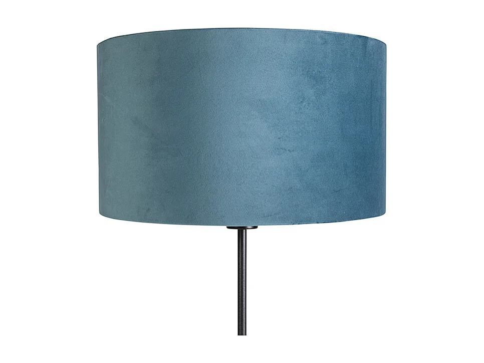 Lampadaire noir avec abat-jour velours bleu avec or 35 cm - Parte