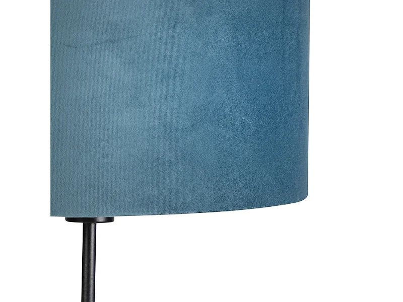Lampadaire noir avec abat-jour velours bleu avec or 35 cm - Parte