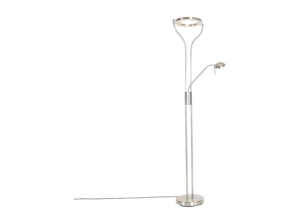 Lampadaire moderne en acier avec bras de lecture avec LED et variateur - Divo