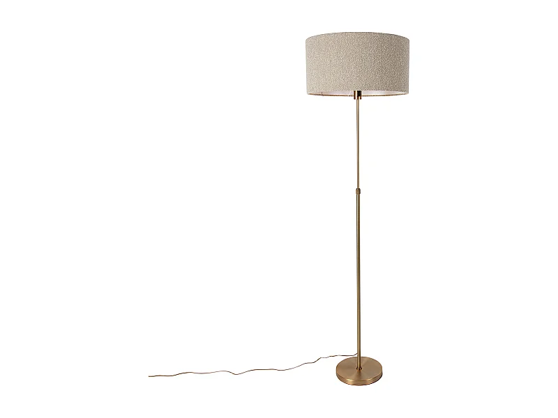 Lampadaire orientable bronze abat-jour bouclé taupe 50 cm - Parte