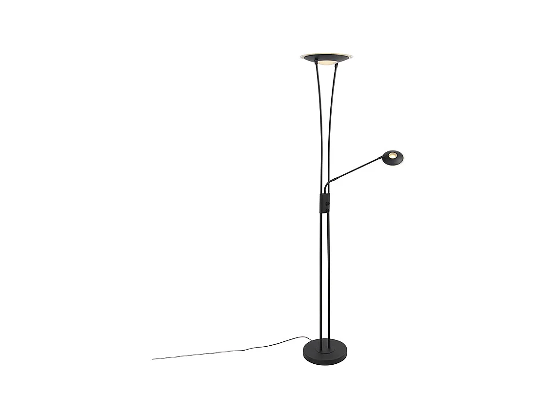 Lampadaire moderne noir avec LED avec bras de lecture - Ibiza