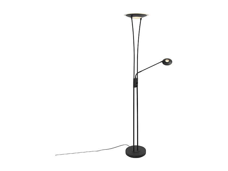 Lampadaire moderne noir avec bras de lecture inclus - Ibiza