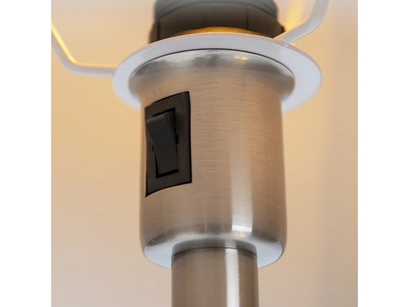 Lampadaire classique en acier avec abat-jour gris et liseuse - Retro