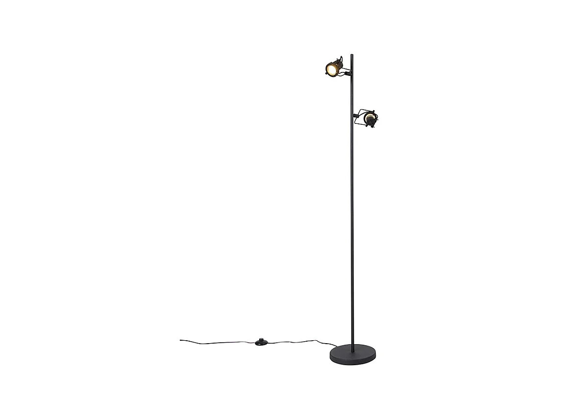Lampadaire industriel noir 2 lumières - Suplux