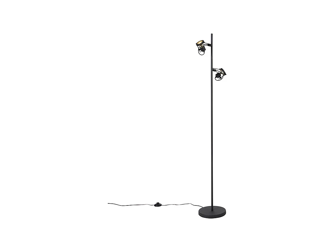 Lampadaire industriel noir 2 lumières - Suplux