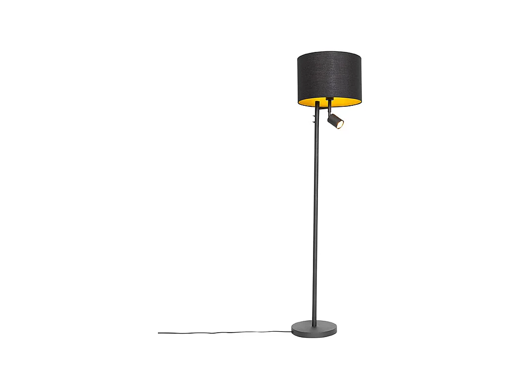 Lampadaire noir avec intérieur doré et liseuse - Jelena