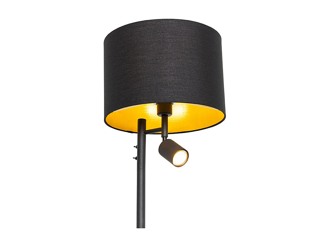 Lampadaire noir avec intérieur doré et liseuse - Jelena